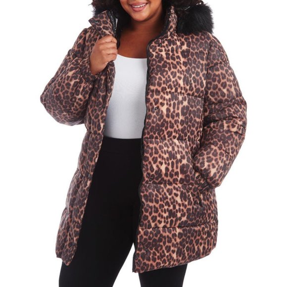 Rachel Rachel Roy Plus Leopard Midi Coat with Removable Hood NWT - Picture 5 of 5